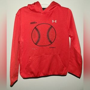 Under Armour Kids Red Hoodie with Baseball Graphic Large